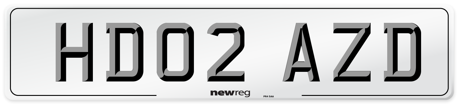 HD02 AZD Number Plate from New Reg